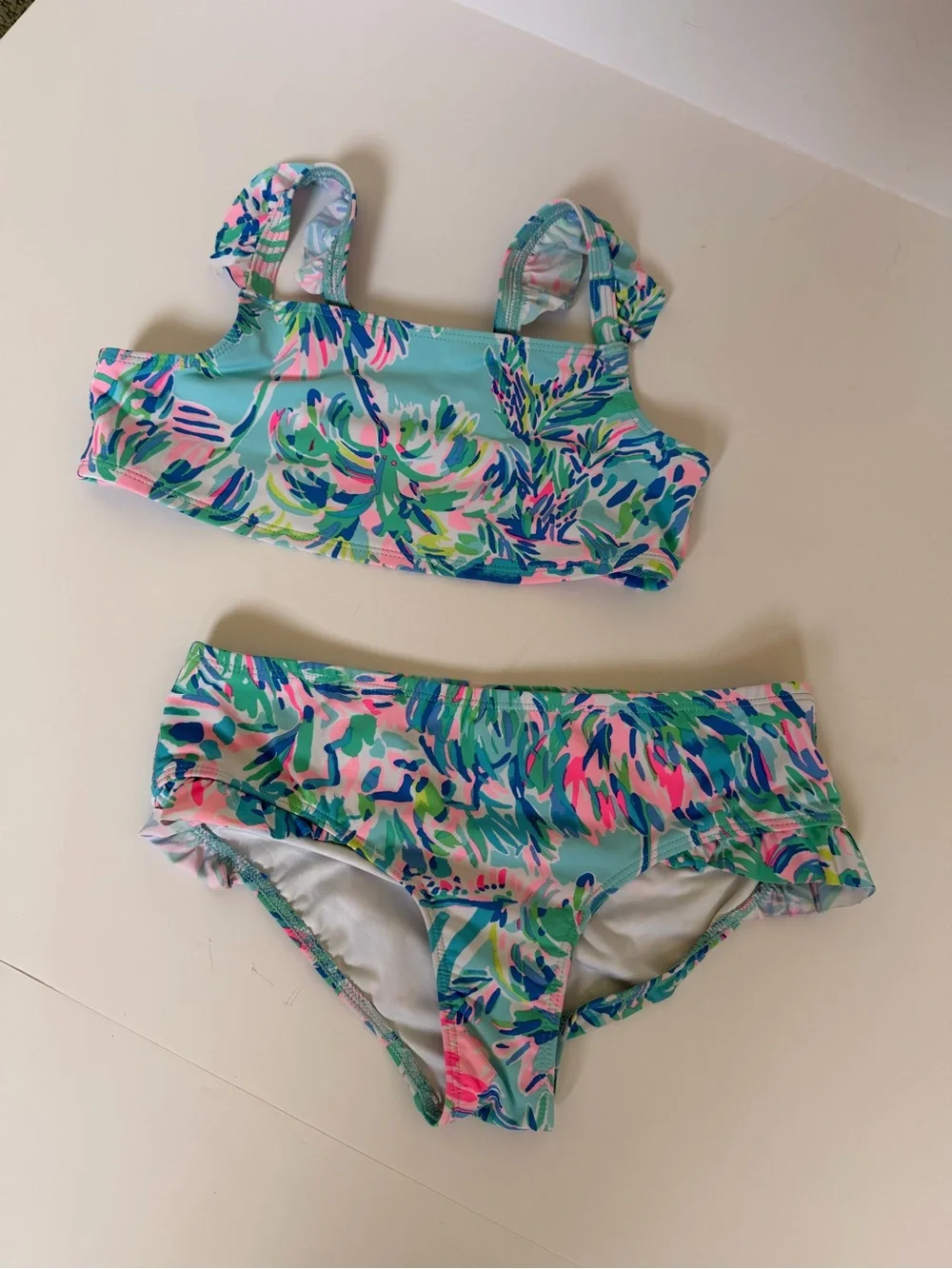 Lilly Pulitzer Girls Size 10 Two Piece Bikini Swimsuit Tropical Floral
